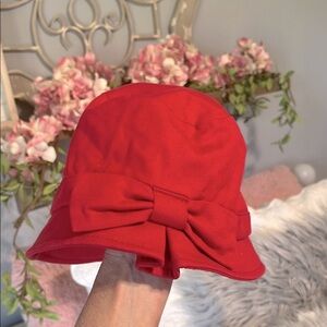 Talbots Red Bow Bucket Hat